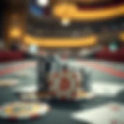 Cryptocurrency poker chips and cards on a table